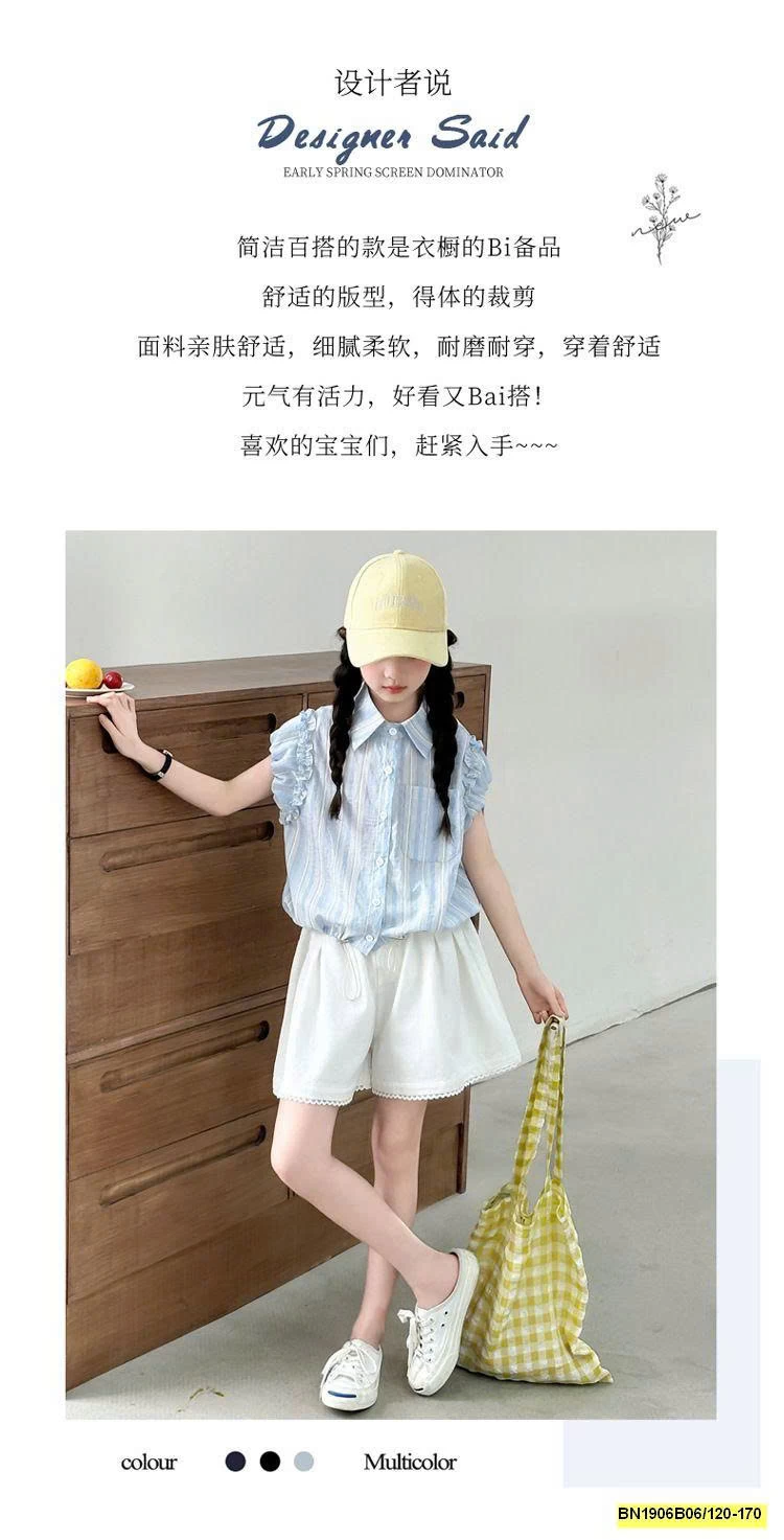 SÉT ÁO SƠ MI SỌC XANH MIX QUẦN TRẮNG