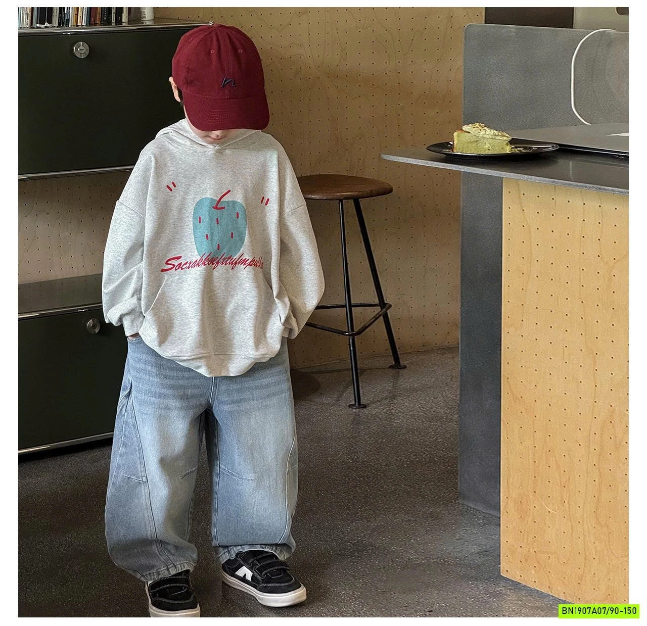 JEANS SUÔNG BẠC MÀU GÂN CHÉO AQ5030