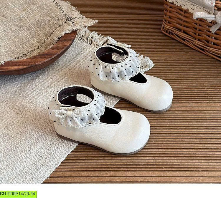 BOOT CỔ NGẮN PHỐI NƠ CHẤM BI