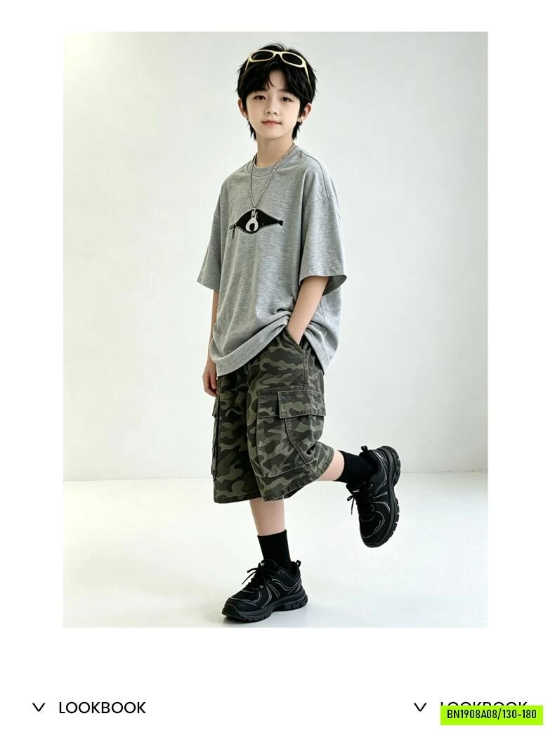 ÁO THUN XÁM MIX SHORT RẰN RI