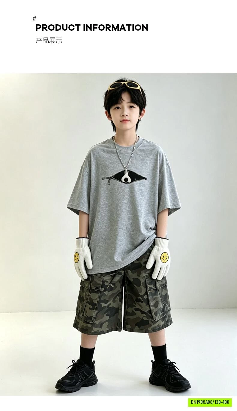 ÁO THUN XÁM MIX SHORT RẰN RI