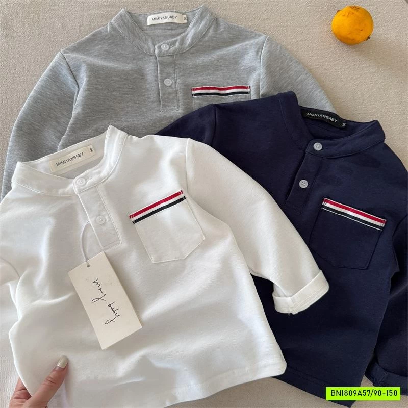 ÁO THUN CỔ TRỤ TÚI KẺ XANH ĐỎ MMY