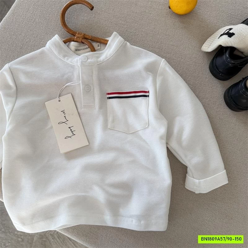 ÁO THUN CỔ TRỤ TÚI KẺ XANH ĐỎ MMY