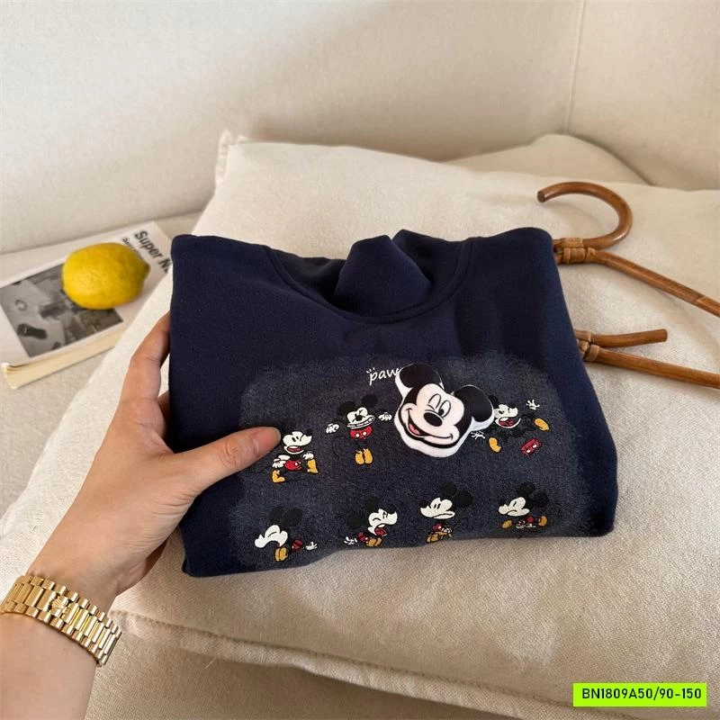 ÁO NỈ GIỮ NHIỆT MICKEY TAY KẺ MMY