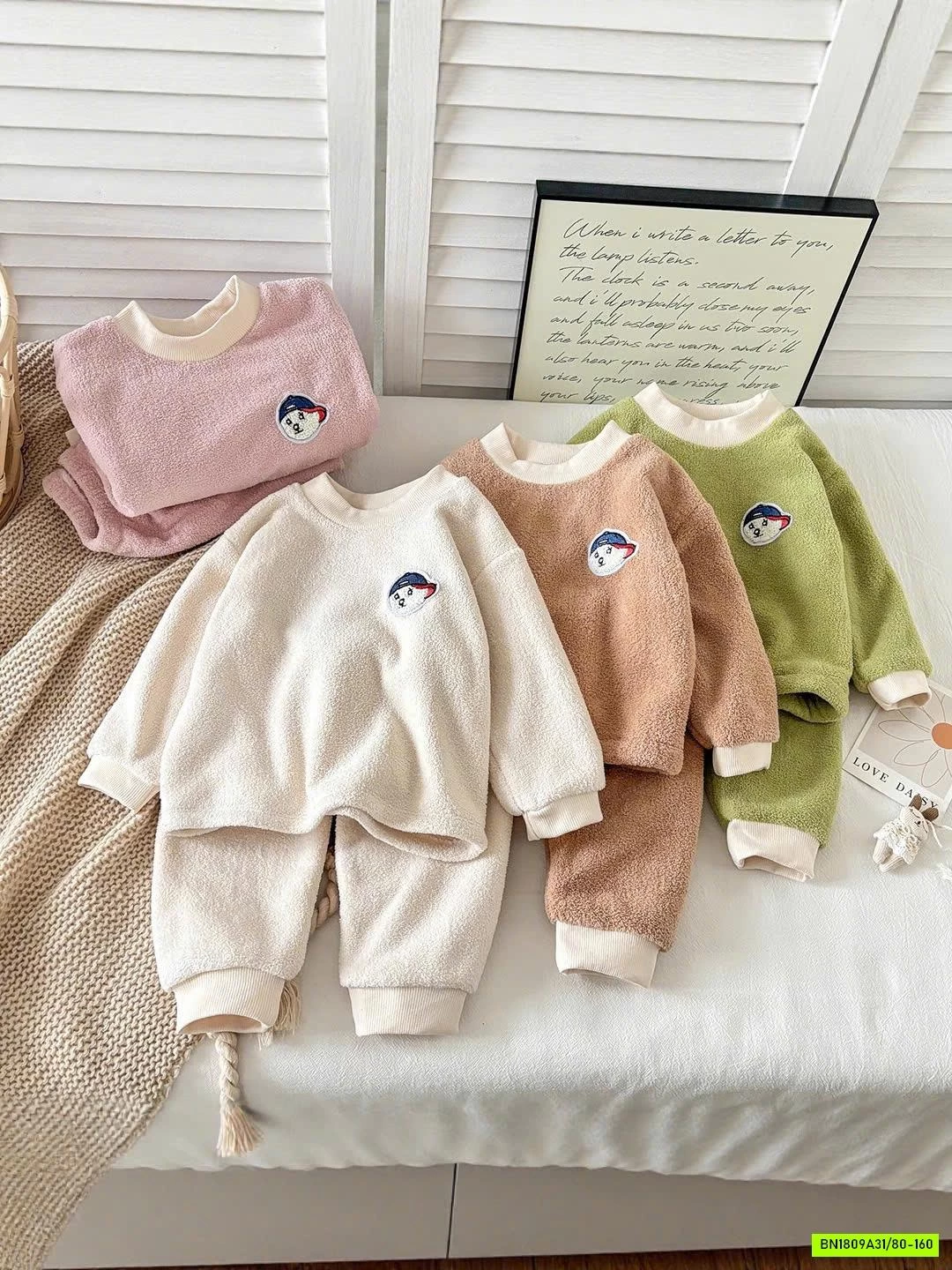 BỘ NỈ LÔNG GẤU CHO BÉ