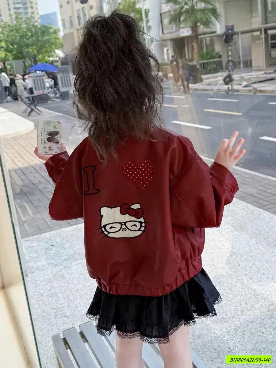 KHOÁC DA KITTY ĐỎ