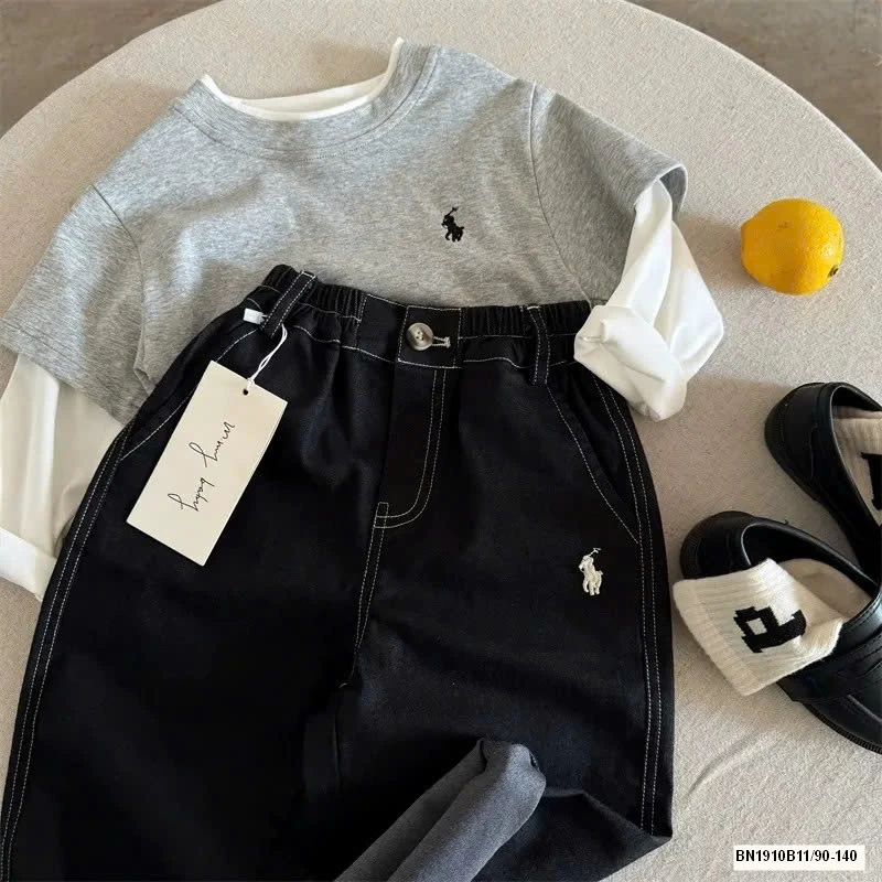 QUẦN BAGGY CHỈ NỔI LOGO NGỰA MMY