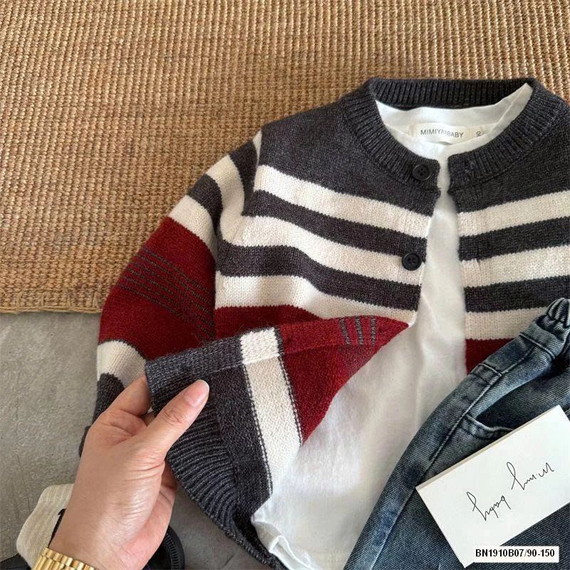 ÁO LEN KẺ PHỐI ĐỎ MMY 7815