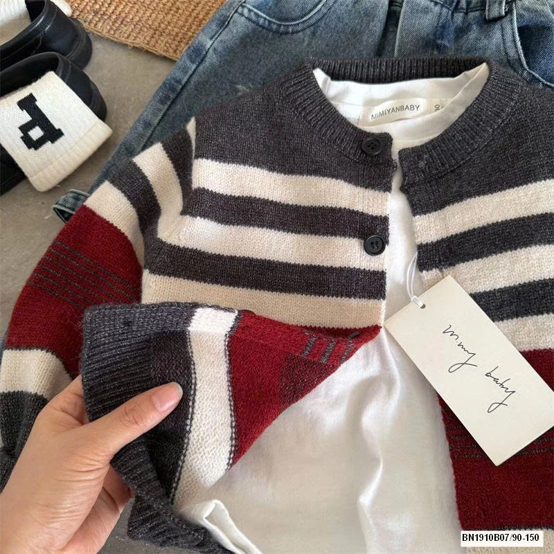 ÁO LEN KẺ PHỐI ĐỎ MMY 7815