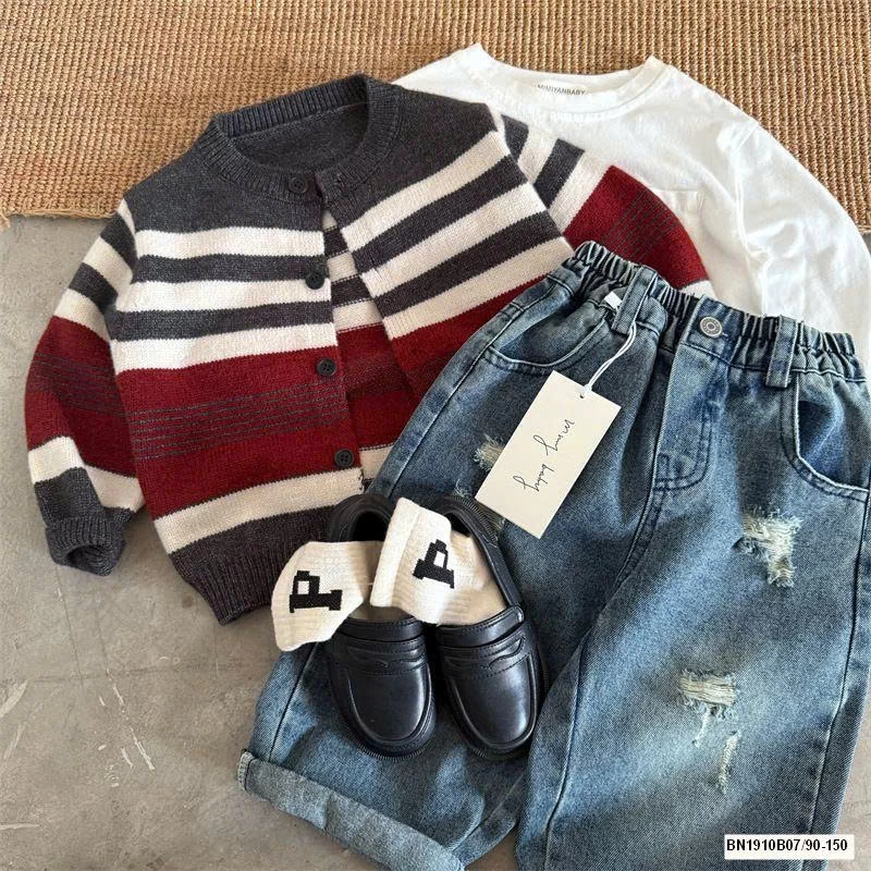 ÁO LEN KẺ PHỐI ĐỎ MMY 7815