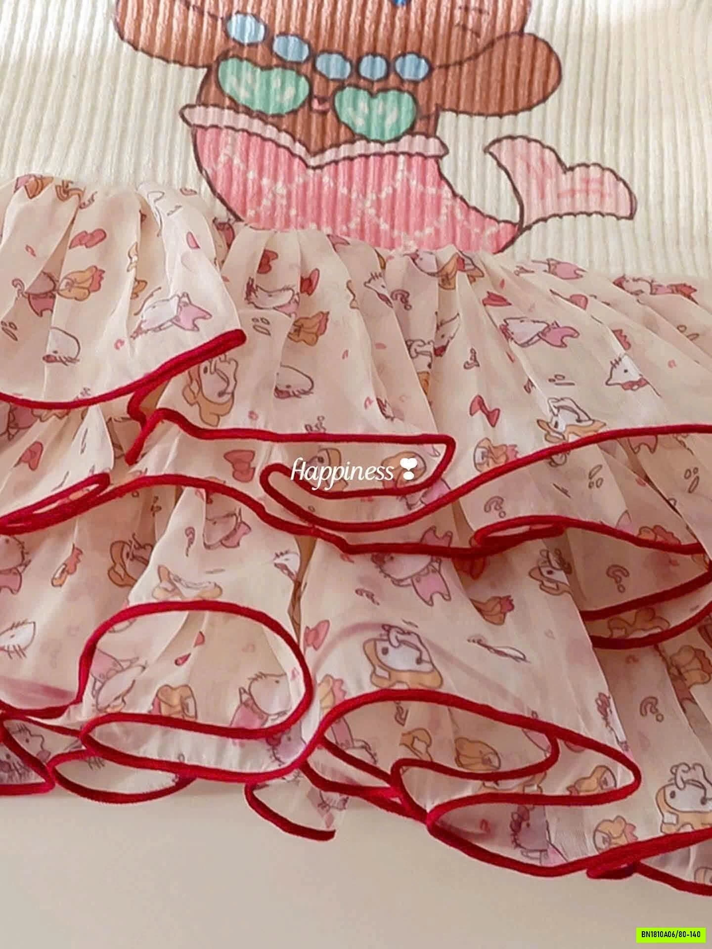 ĐẦM THUN KITTY PHỐI CHÂN VOAN