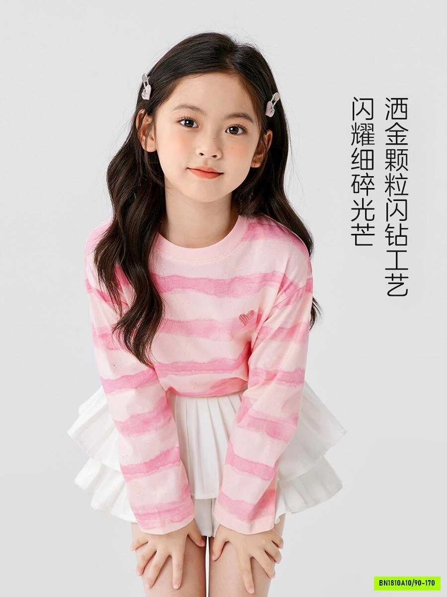 ÁO NỈ HỒNG KẺ NGANG AINI