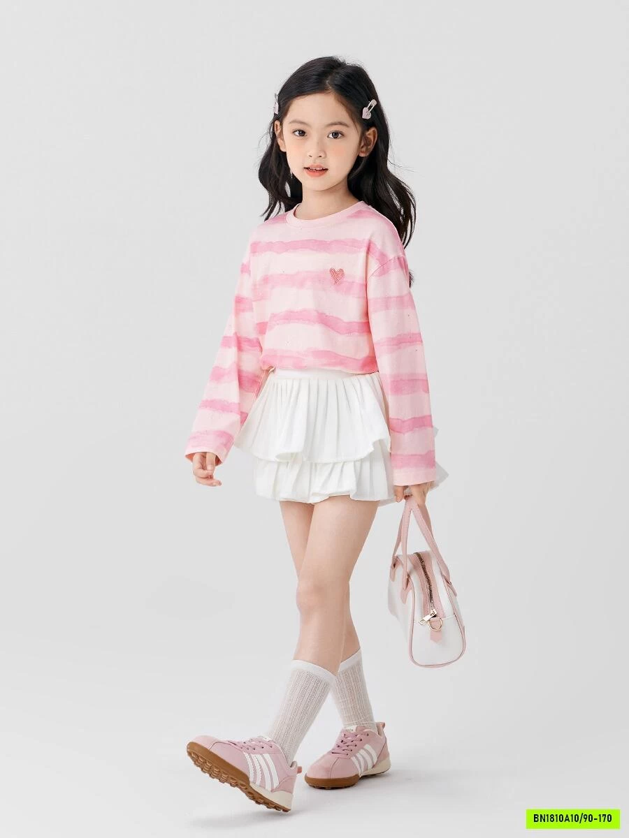 ÁO NỈ HỒNG KẺ NGANG AINI