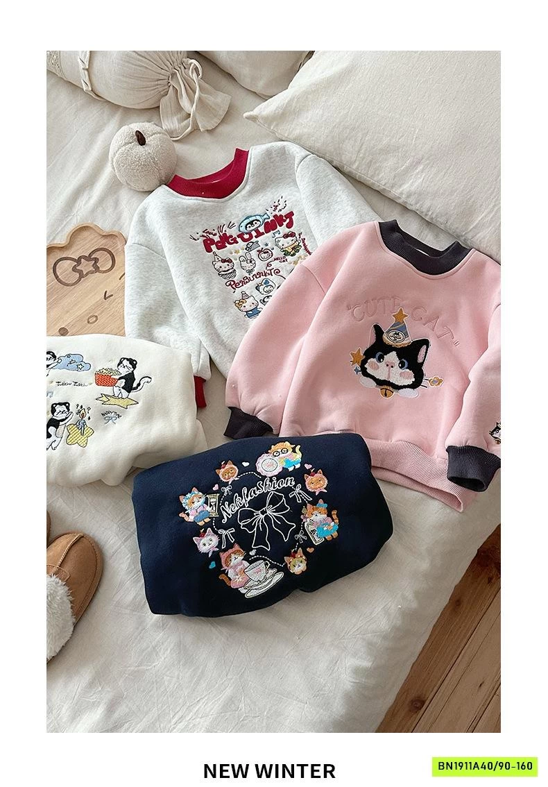 ÁO NỈ THÊU PHỐI MÀU VIỀN LÓT LÔNG