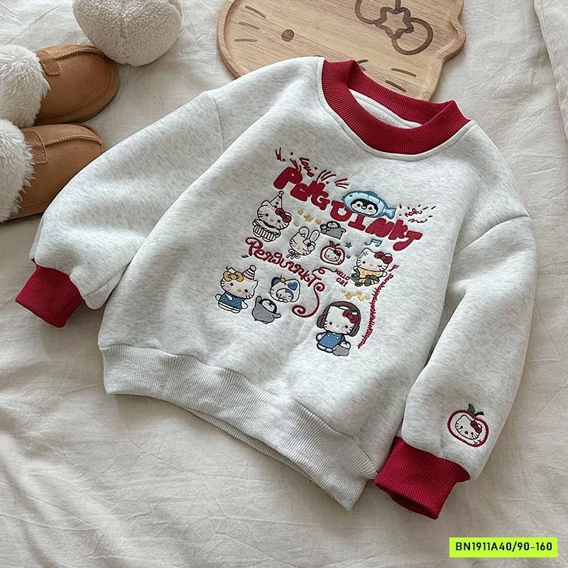 ÁO NỈ THÊU PHỐI MÀU VIỀN LÓT LÔNG