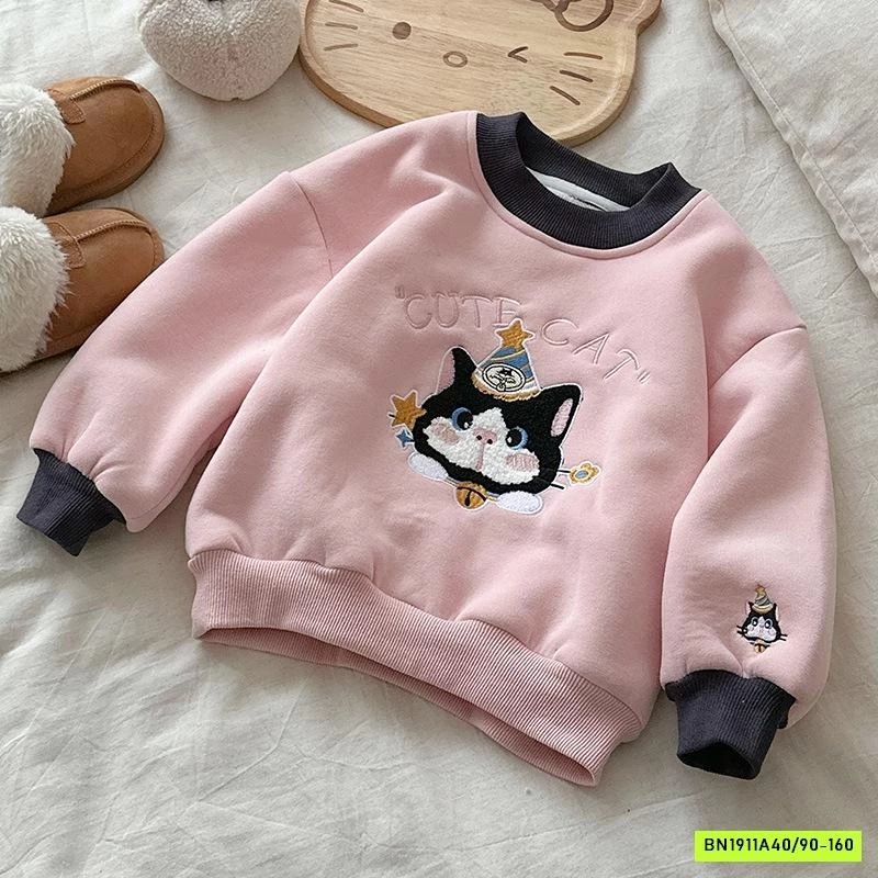 ÁO NỈ THÊU PHỐI MÀU VIỀN LÓT LÔNG