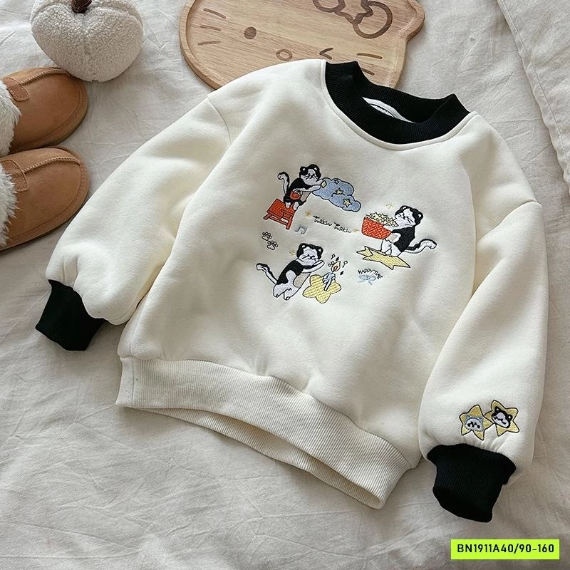 ÁO NỈ THÊU PHỐI MÀU VIỀN LÓT LÔNG