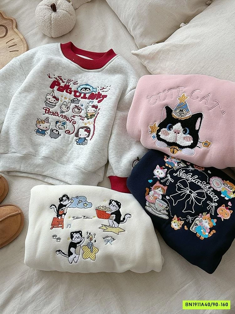 ÁO NỈ THÊU PHỐI MÀU VIỀN LÓT LÔNG