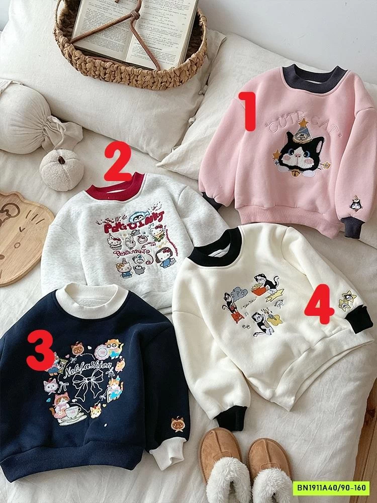 ÁO NỈ THÊU PHỐI MÀU VIỀN LÓT LÔNG