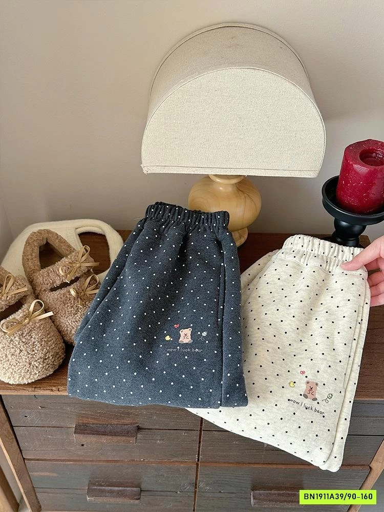 QUẦN CHẤM BI BO GẤU LÓT LÔNG CỪU