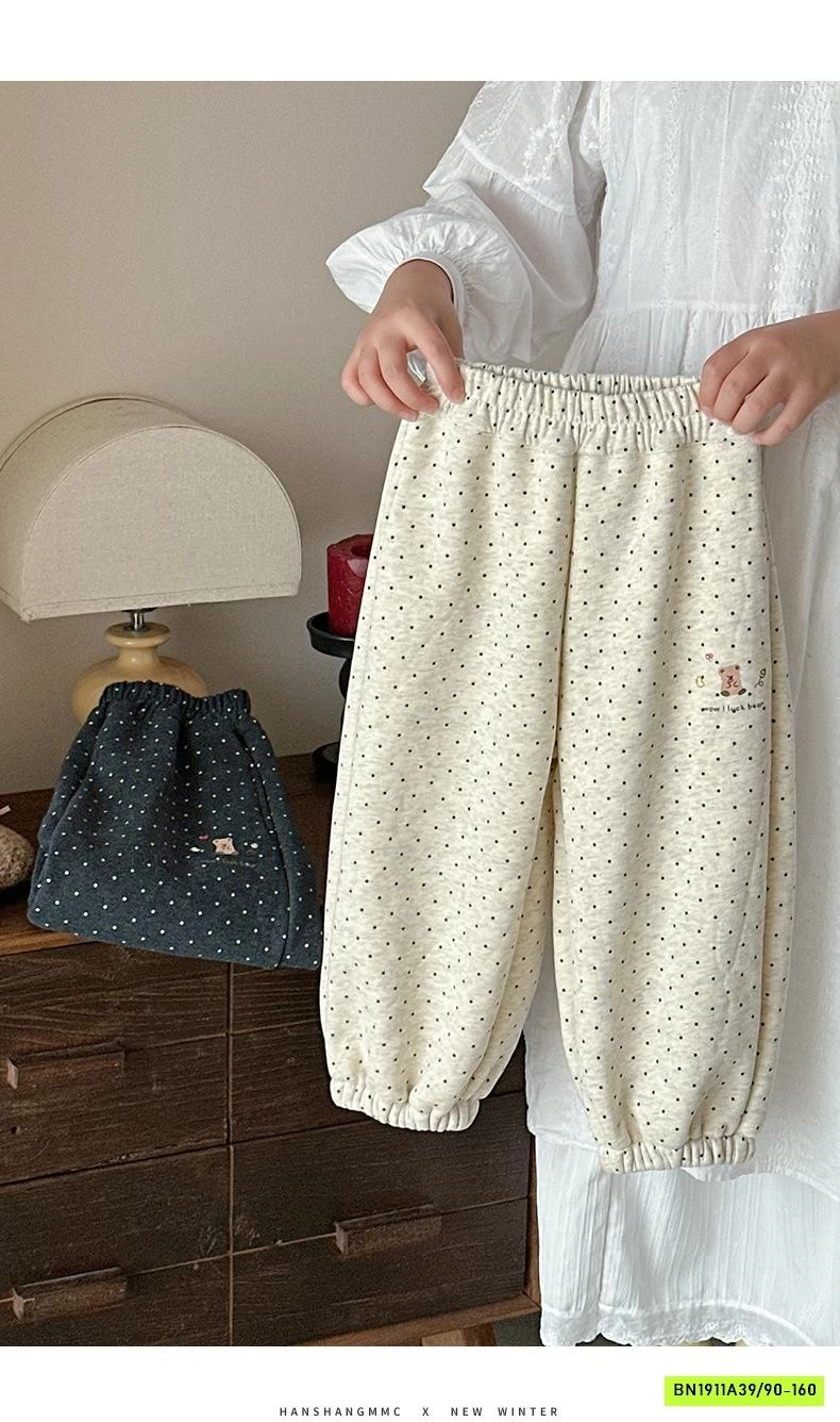 QUẦN CHẤM BI BO GẤU LÓT LÔNG CỪU