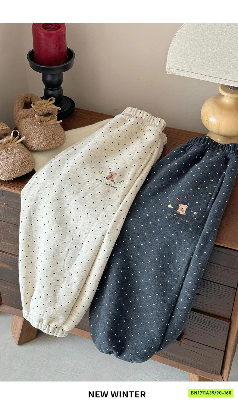 QUẦN CHẤM BI BO GẤU LÓT LÔNG CỪU