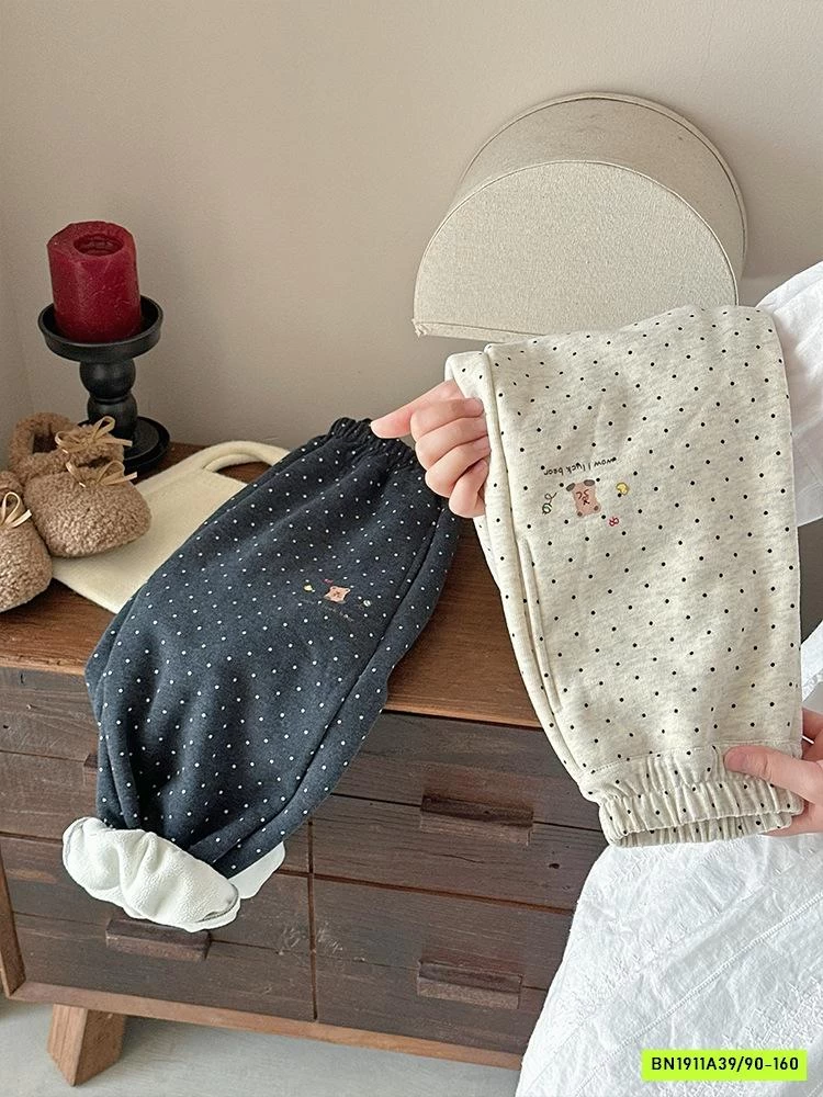 QUẦN CHẤM BI BO GẤU LÓT LÔNG CỪU