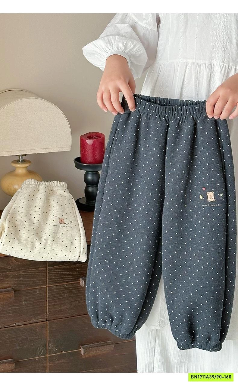 QUẦN CHẤM BI BO GẤU LÓT LÔNG CỪU