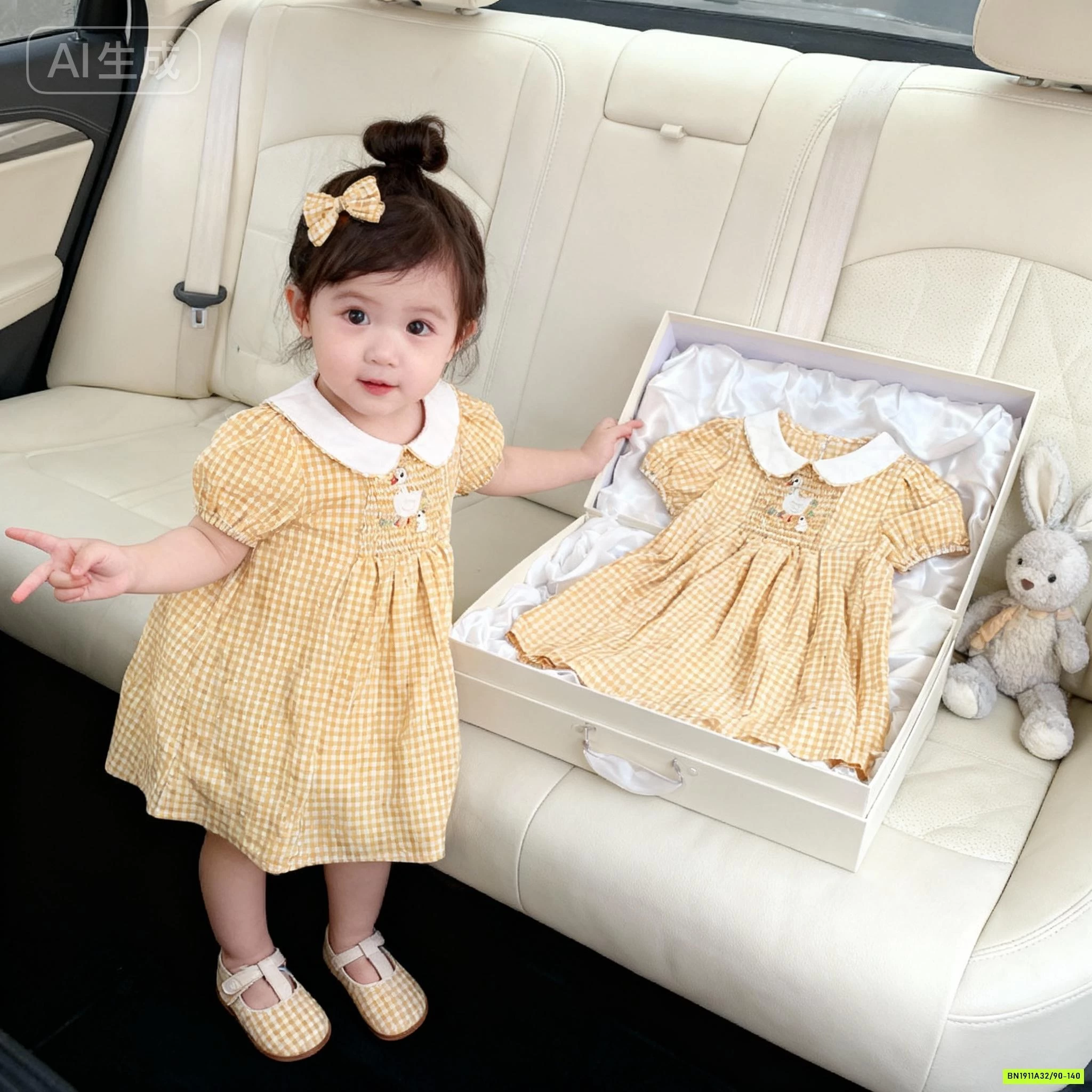 ĐẦM CARO VÀNG TAY BỒNG PREMIUM