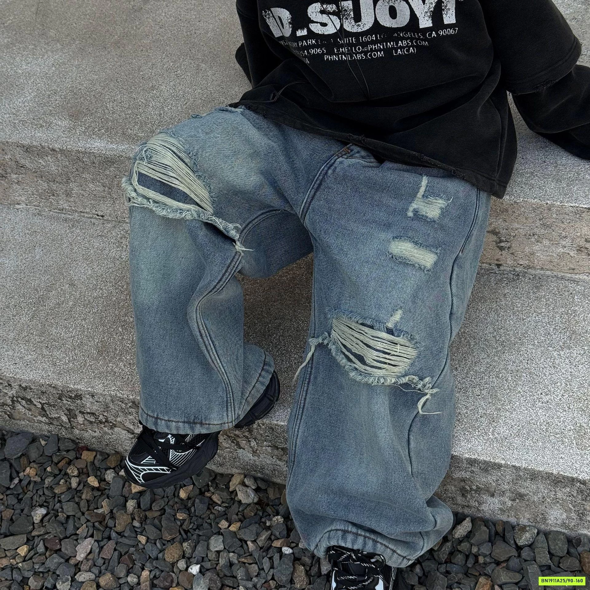 JEANS SUÔNG RÁCH LÓT LÔNG CỪU FANSHU