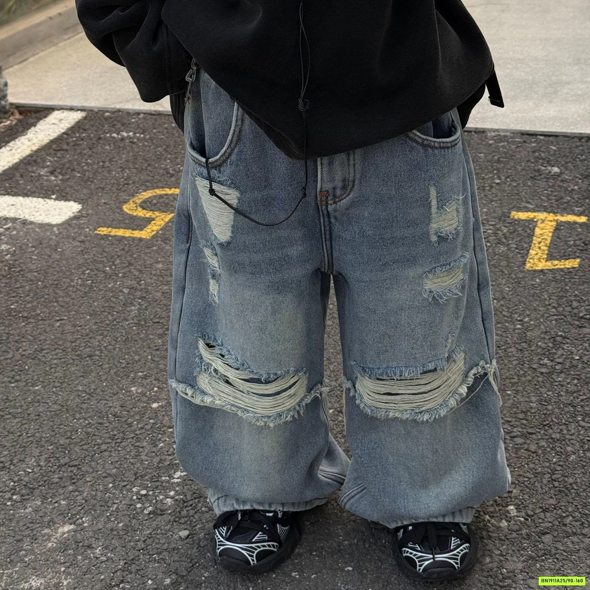 JEANS SUÔNG RÁCH LÓT LÔNG CỪU FANSHU