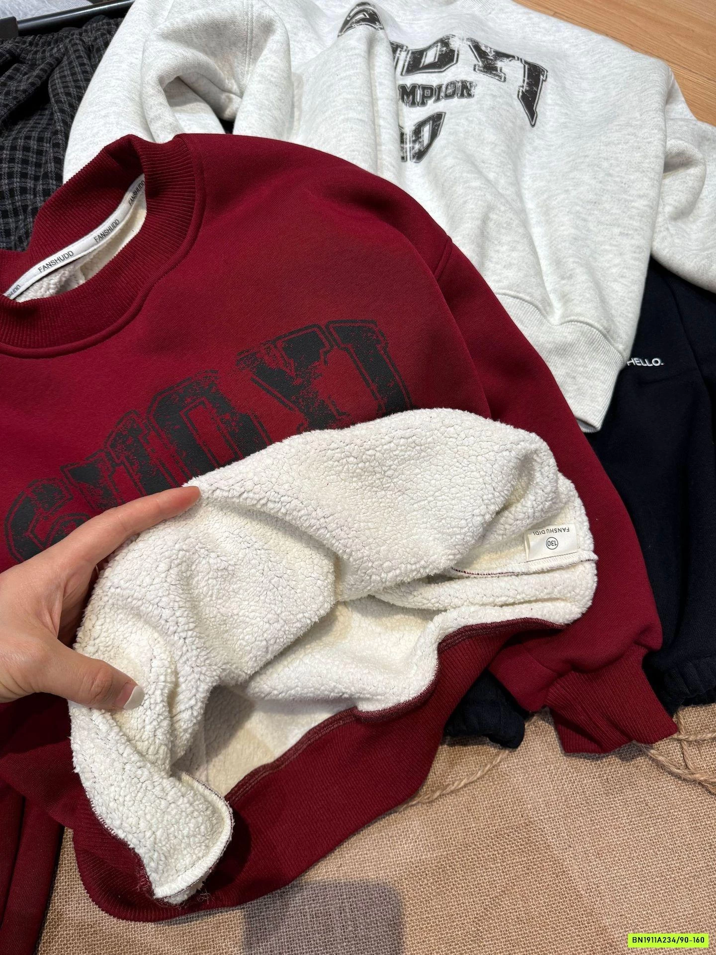 ÁO NỈ SUOYI LÓT LÔNG CỪU FANSHU