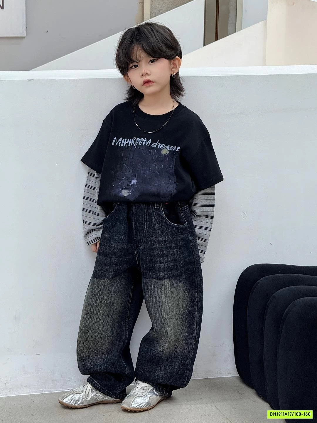 JEANS SUÔNG THÊU CHỮ LÓT LÔNG CỪU