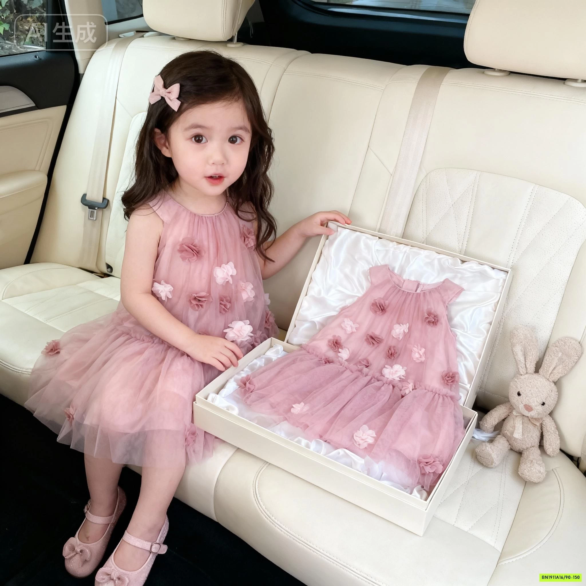 ĐẦM VOAN CỔ YẾM HOA HỒNG