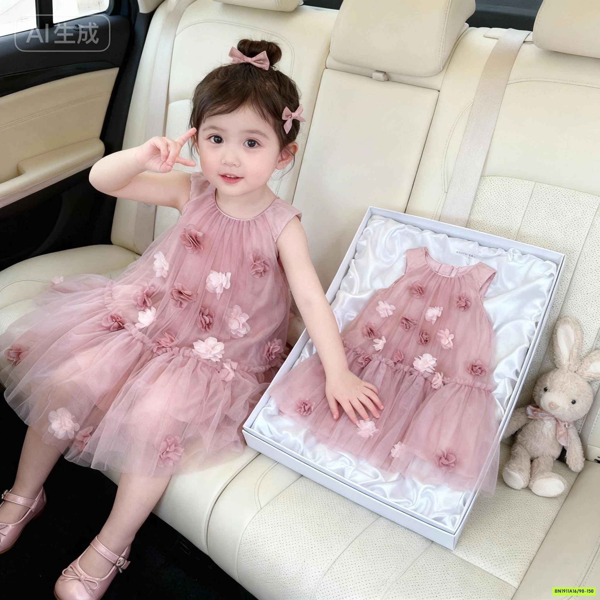 ĐẦM VOAN CỔ YẾM HOA HỒNG