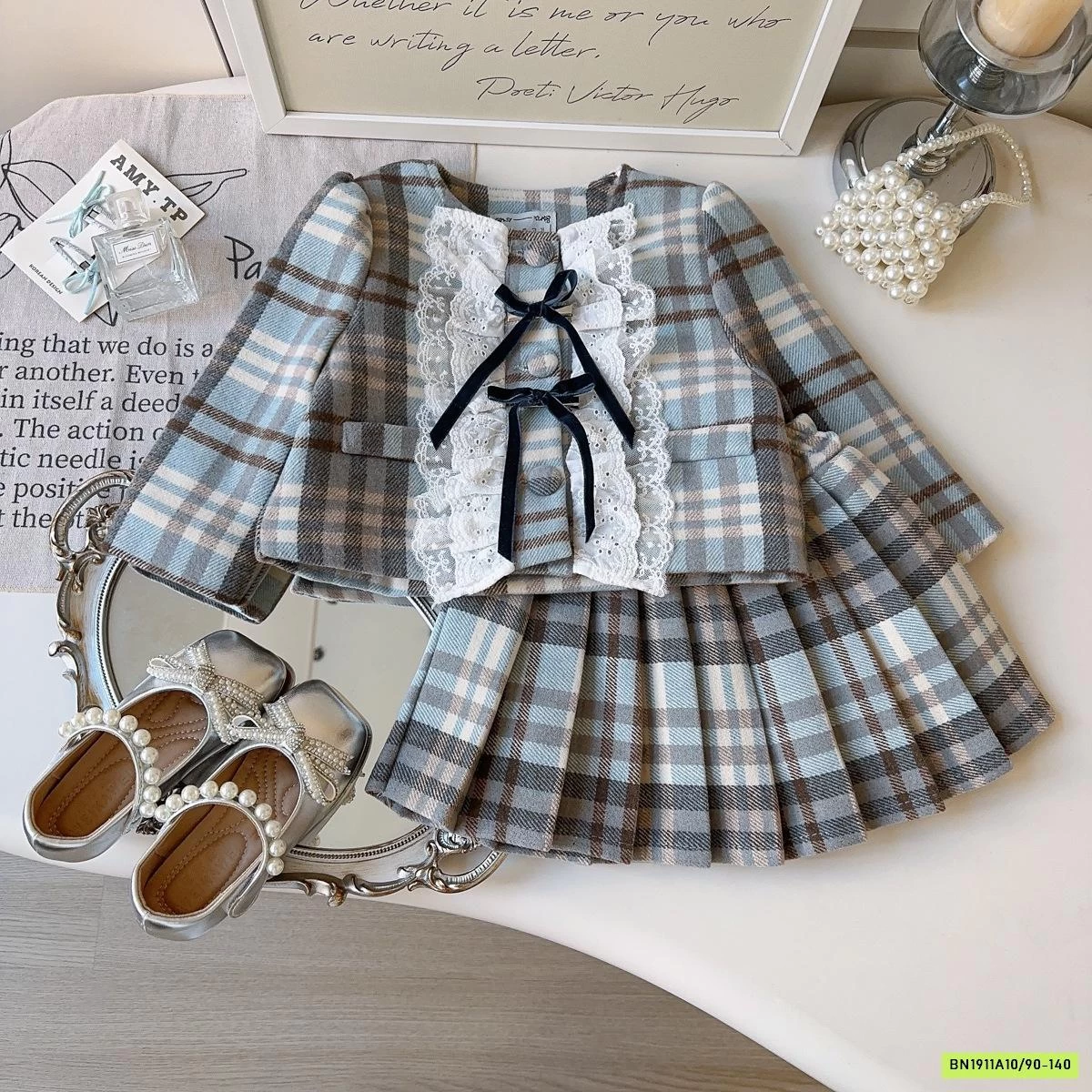 SÉT VÁY CAR CHÂN VÁY XẾP LY