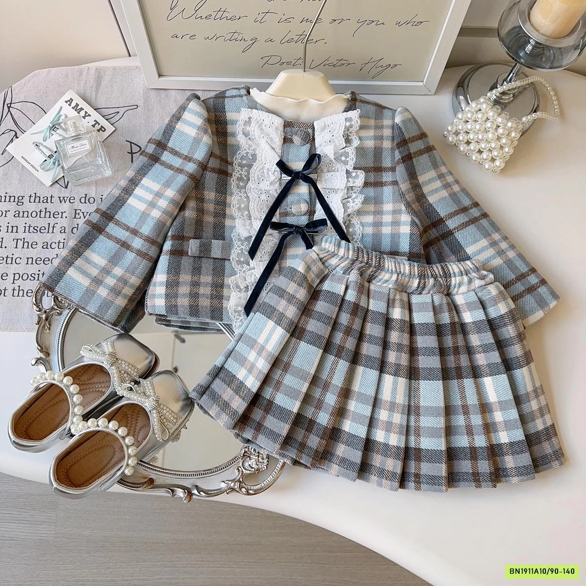 SÉT VÁY CAR CHÂN VÁY XẾP LY