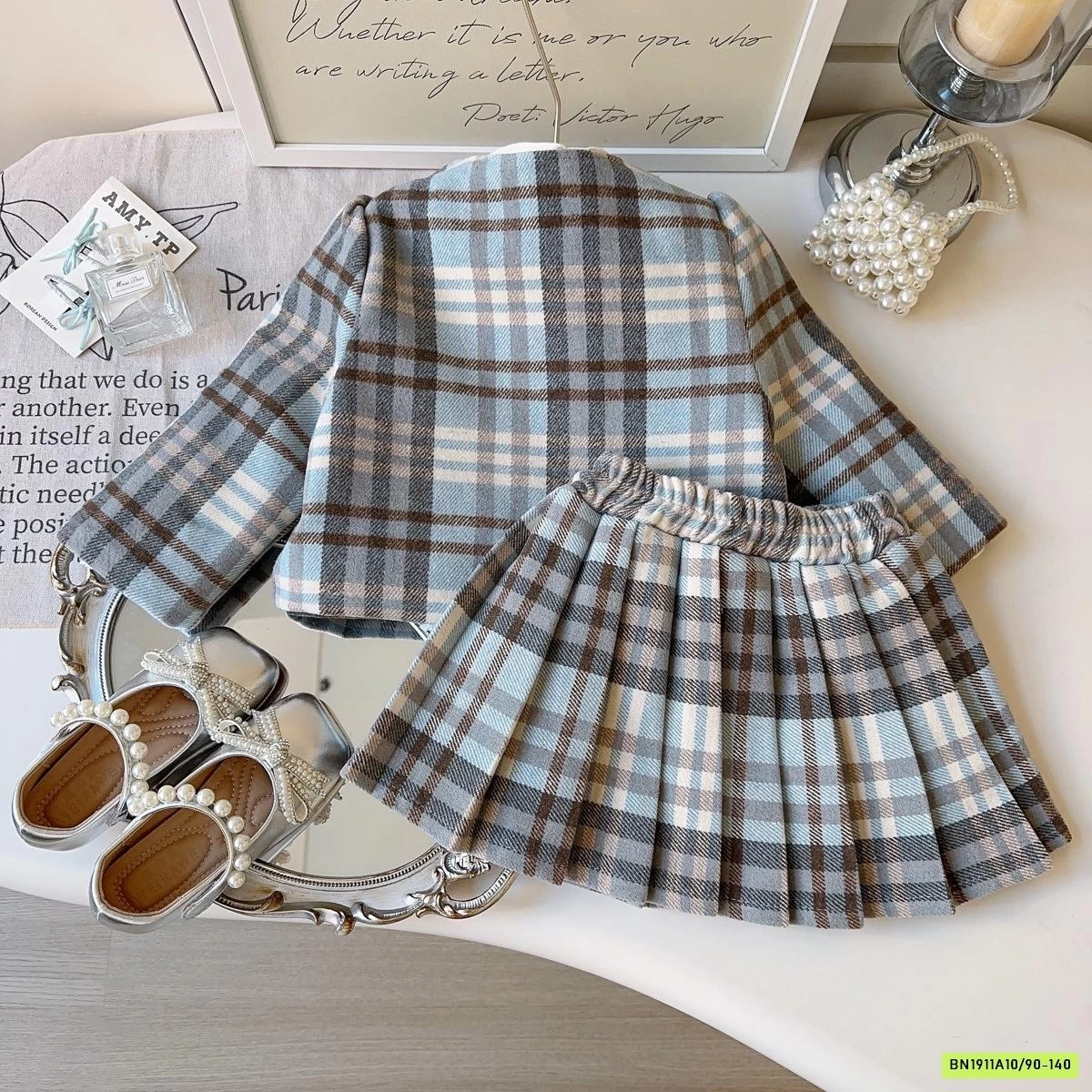 SÉT VÁY CAR CHÂN VÁY XẾP LY