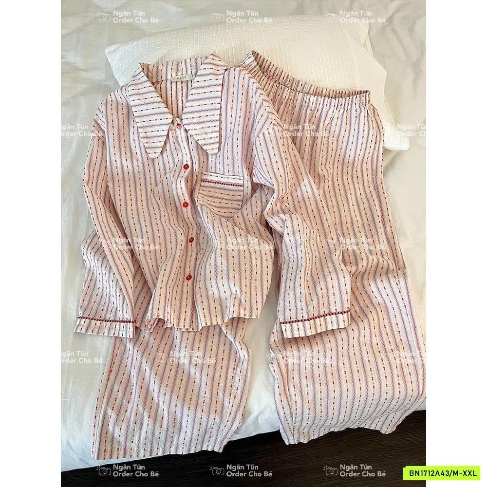 PIZAMA SỌC CÚC ĐỎ