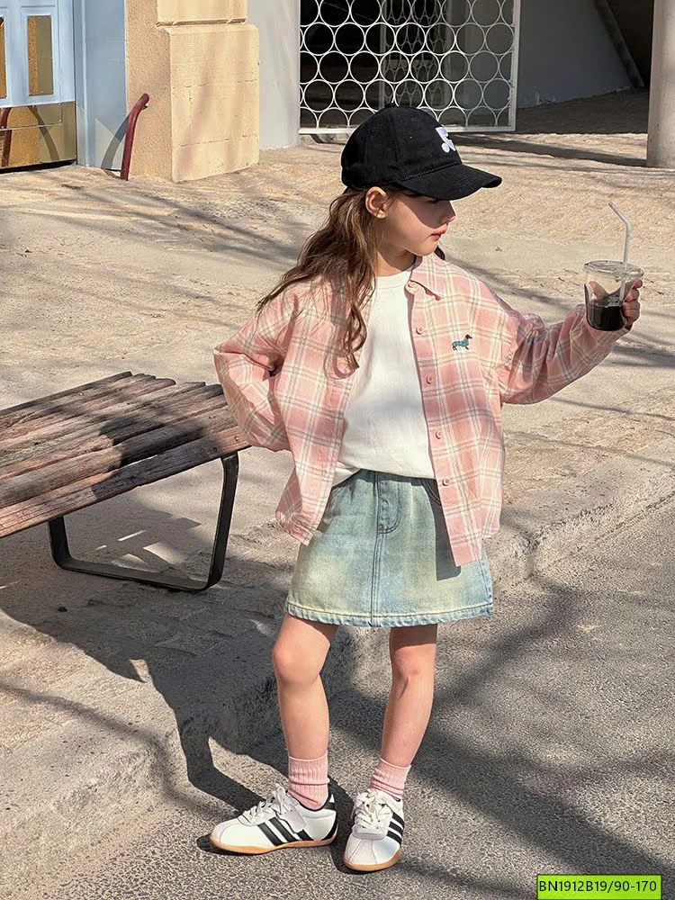 ÁO SƠ MI CARO BÉ GÁI AMBB 25A052