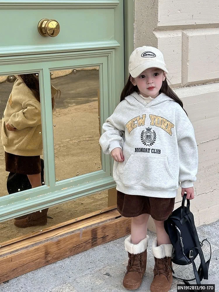 ÁO NỈ HODDIE BASIC CHO BÉ AMBB 24Z036