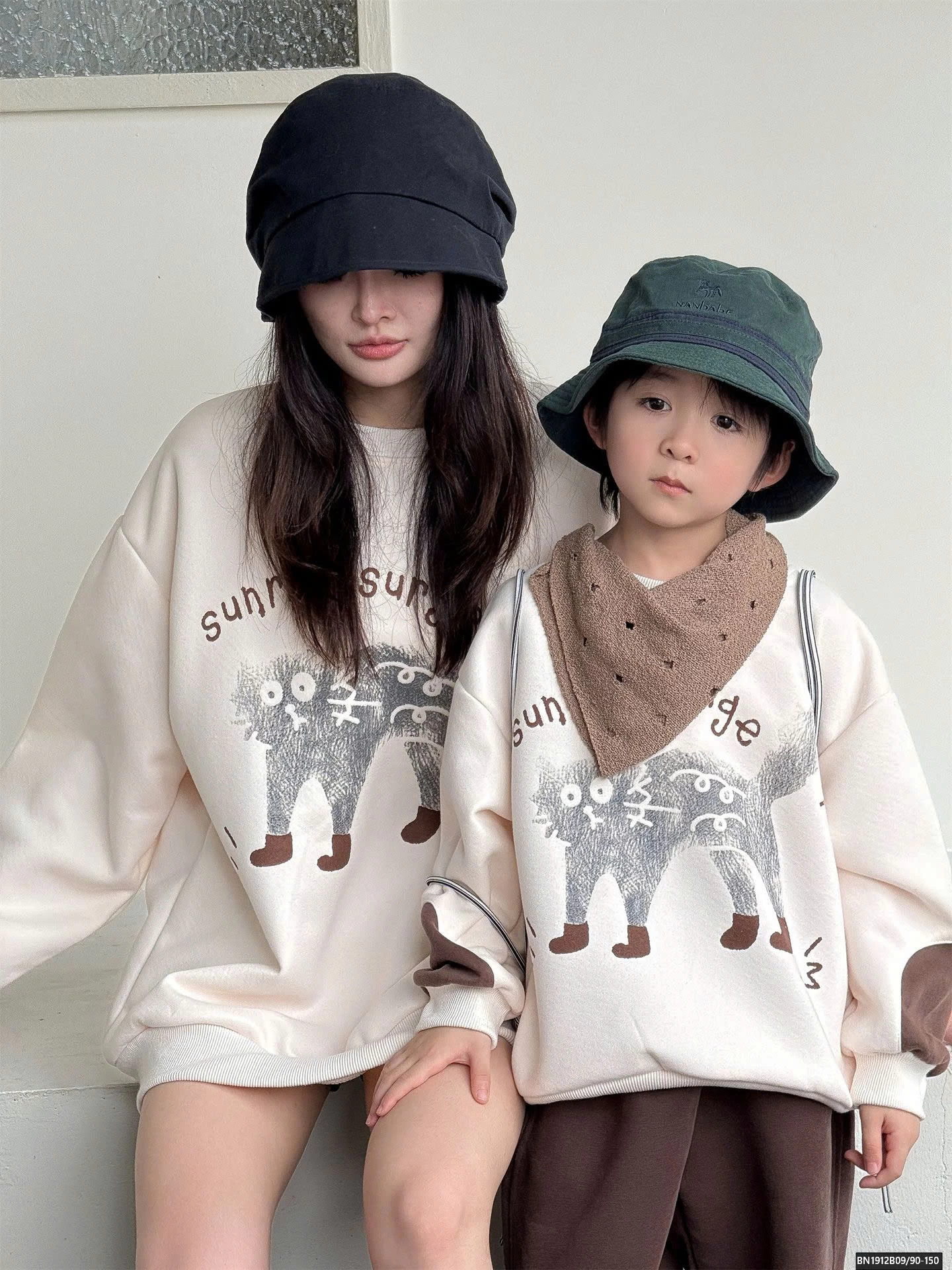 ÁO  NỈ  HÌNH MÈO  MẸ VÀ BÉ