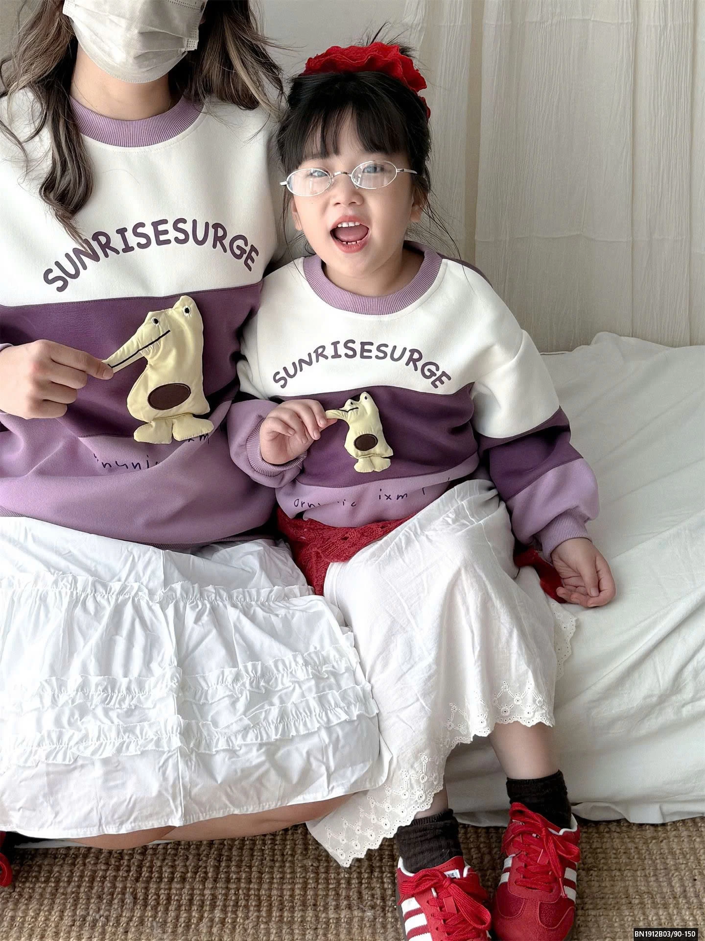 ÁO NỈ MẸ VÀ BÉ PHỐI MÀU CÁ SẤU DỄ THƯƠNG