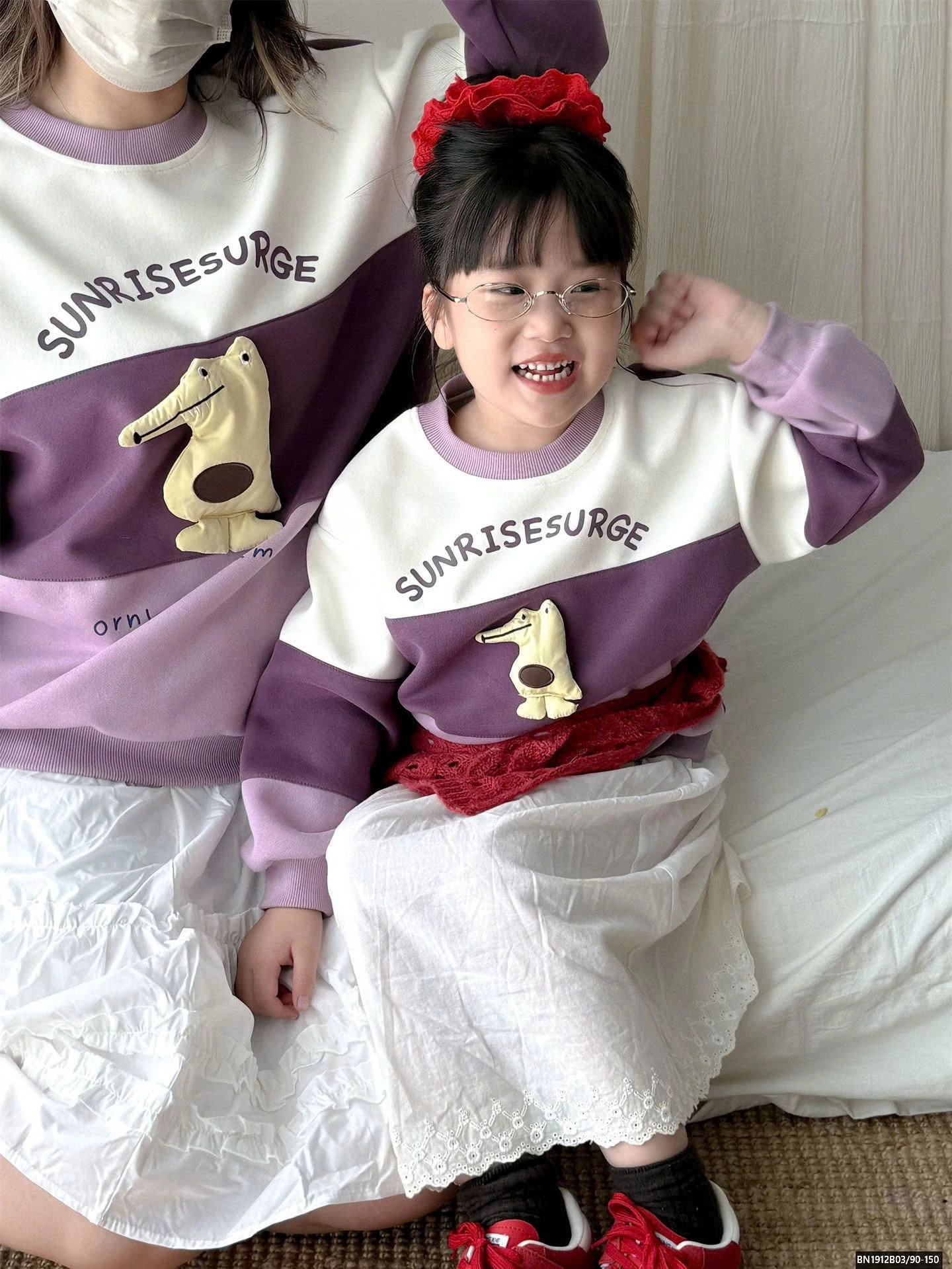 ÁO NỈ MẸ VÀ BÉ PHỐI MÀU CÁ SẤU DỄ THƯƠNG