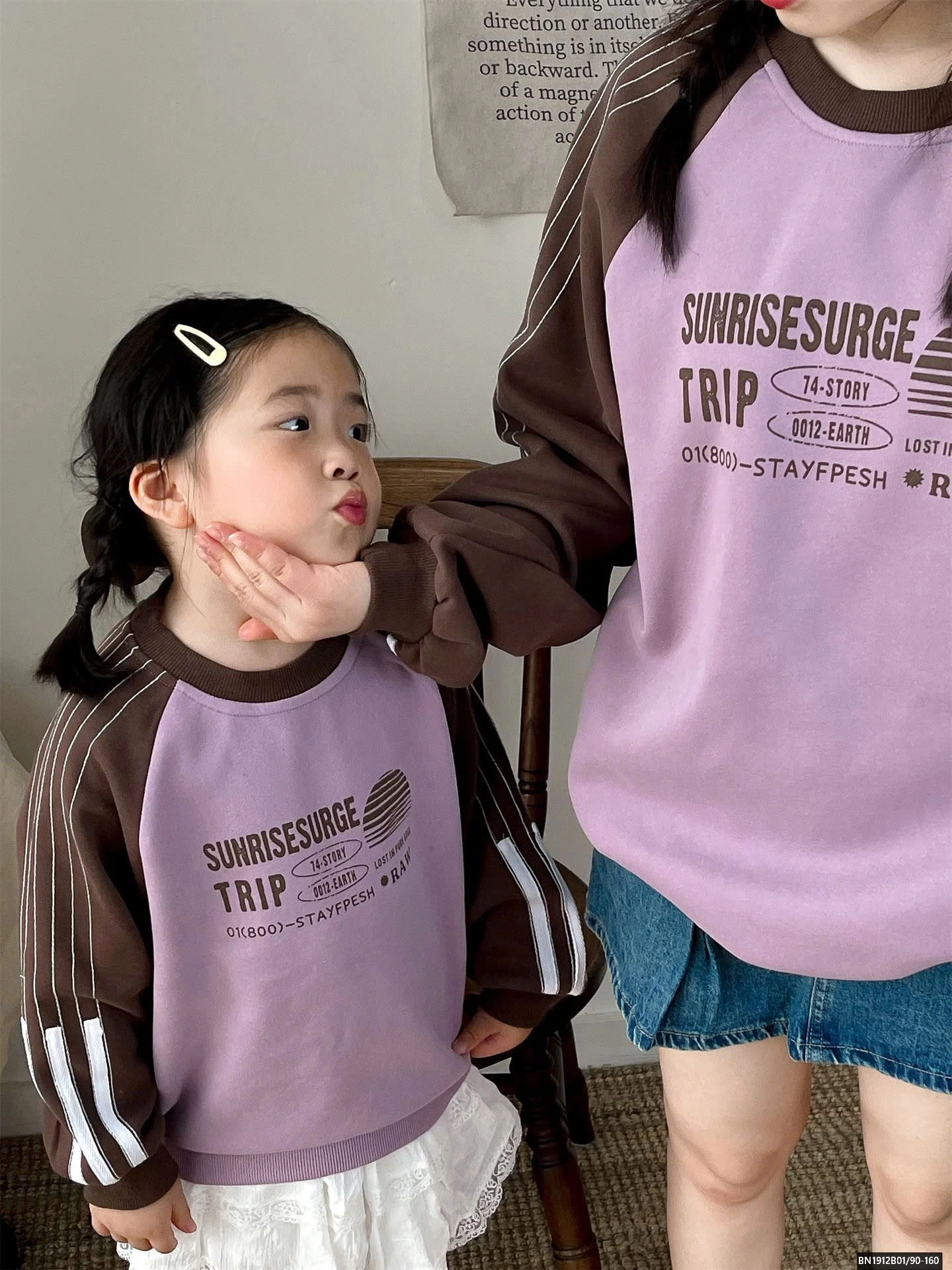 ÁO NỈ PHỐI MÀU TAY MẸ VÀ BÉ