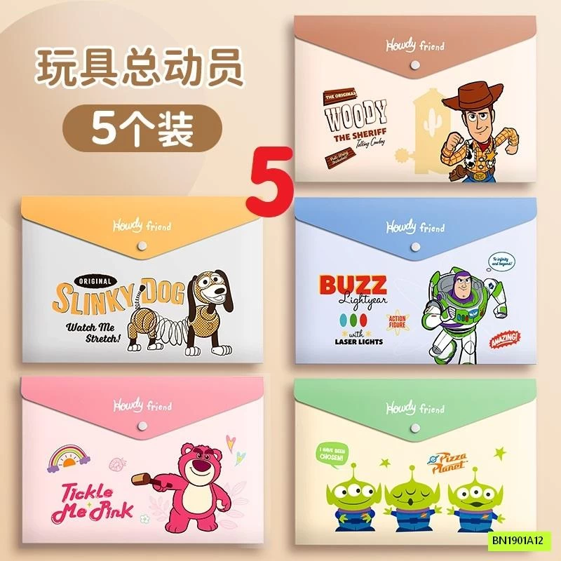 SÉT 5 TÚI ĐỰNG TÀI LIỆU HOẠT HÌNH