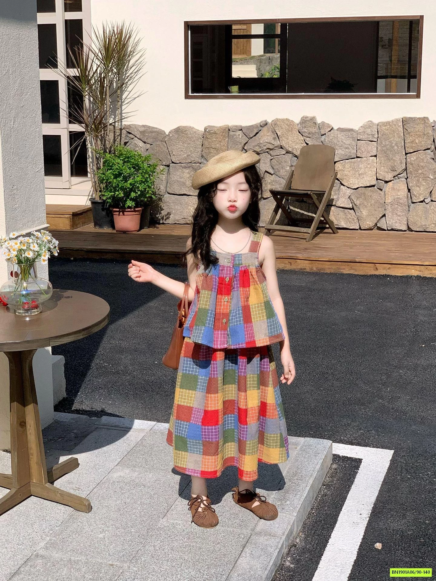 SÉT VÁY MAXI CARO SẮC MÀU