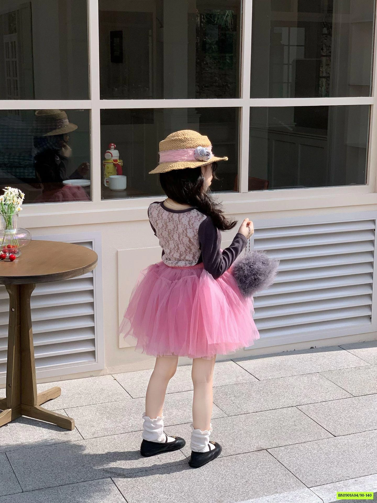 ÁO THUN LƯỚI MIX CV TUTU HỒNG