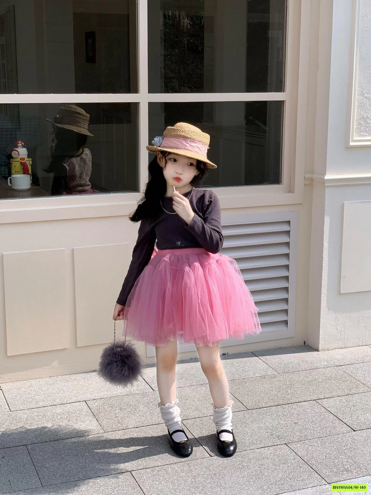 ÁO THUN LƯỚI MIX CV TUTU HỒNG