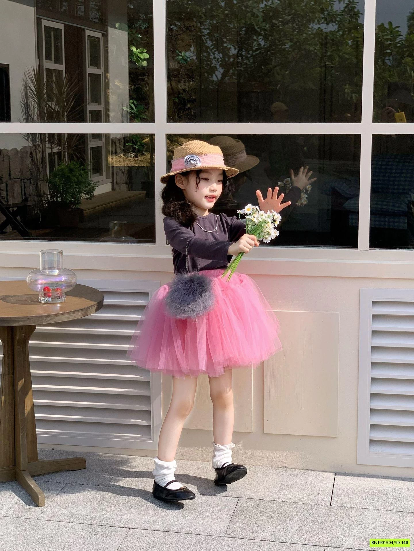 ÁO THUN LƯỚI MIX CV TUTU HỒNG